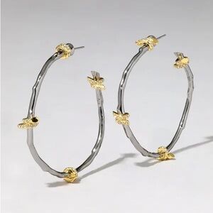 NEW with dust bag - Alexis Bittar Gold and Silver Hoop Earrings $245 MSRP